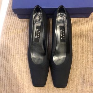 Stuart Weitzman Woven Cordine and patent leather.